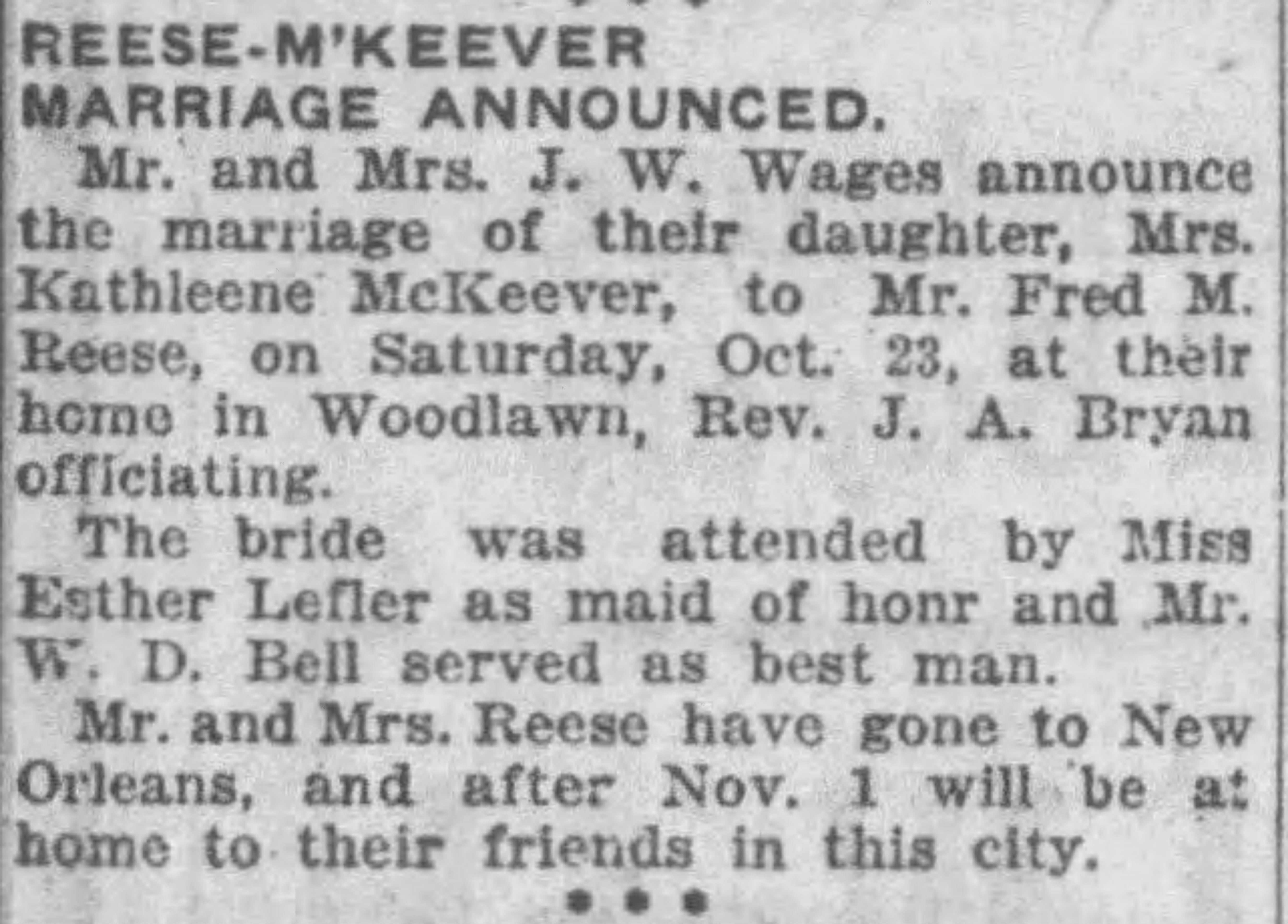 Kathleene McKeever-Fred M. Reese